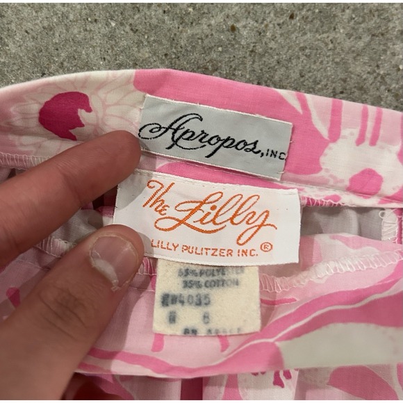 Vintage Lilly Pulitzer Pink Floral Maxi Skirt Cruise Beach Vacation Eyelet Trim - Picture 3 of 8